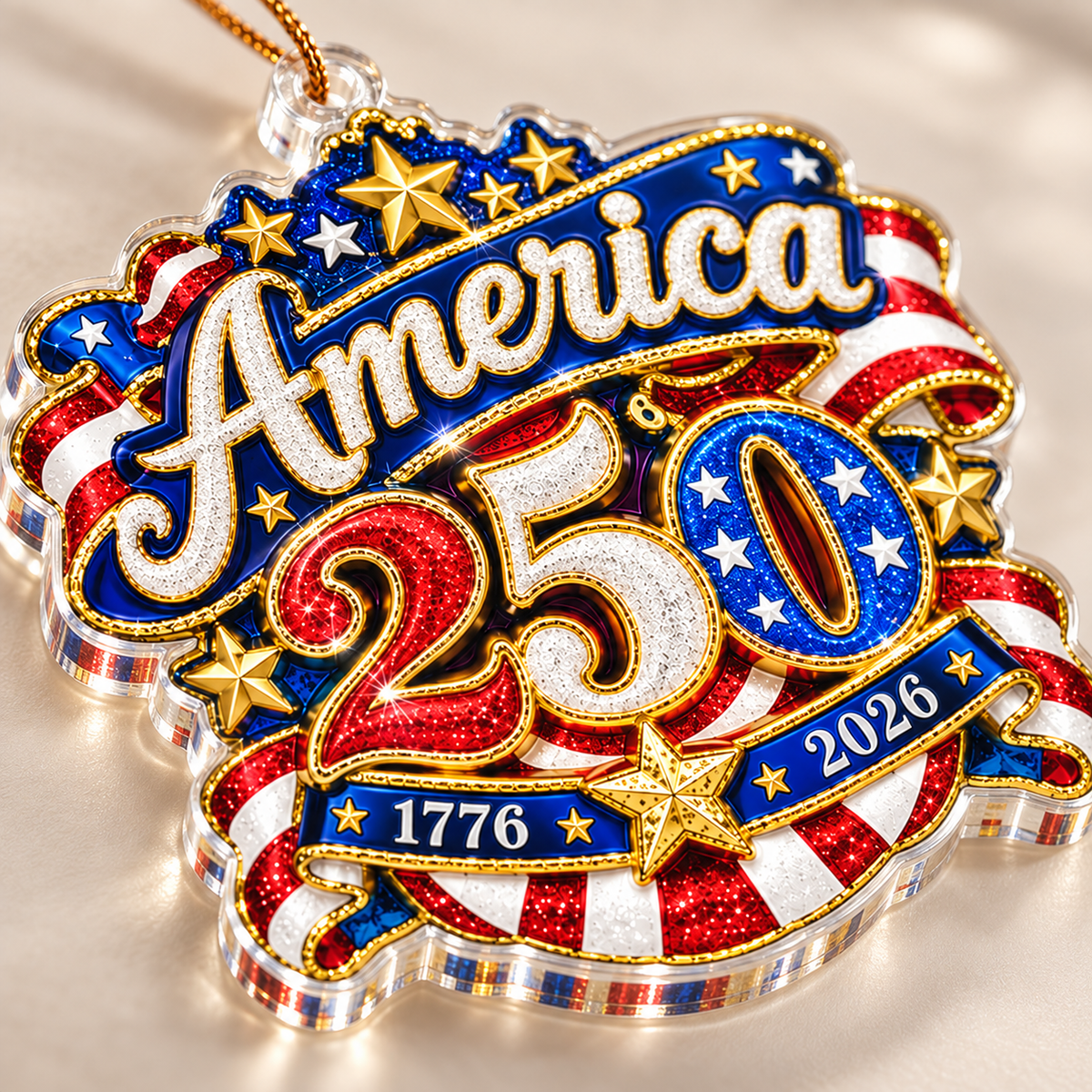 America 250 Semiquincentennial Acrylic Ornament – Patriotic USA Decor
