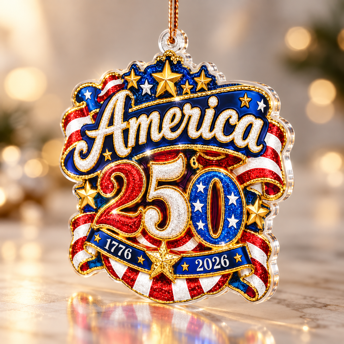 America 250 Semiquincentennial Acrylic Ornament – Patriotic USA Decor