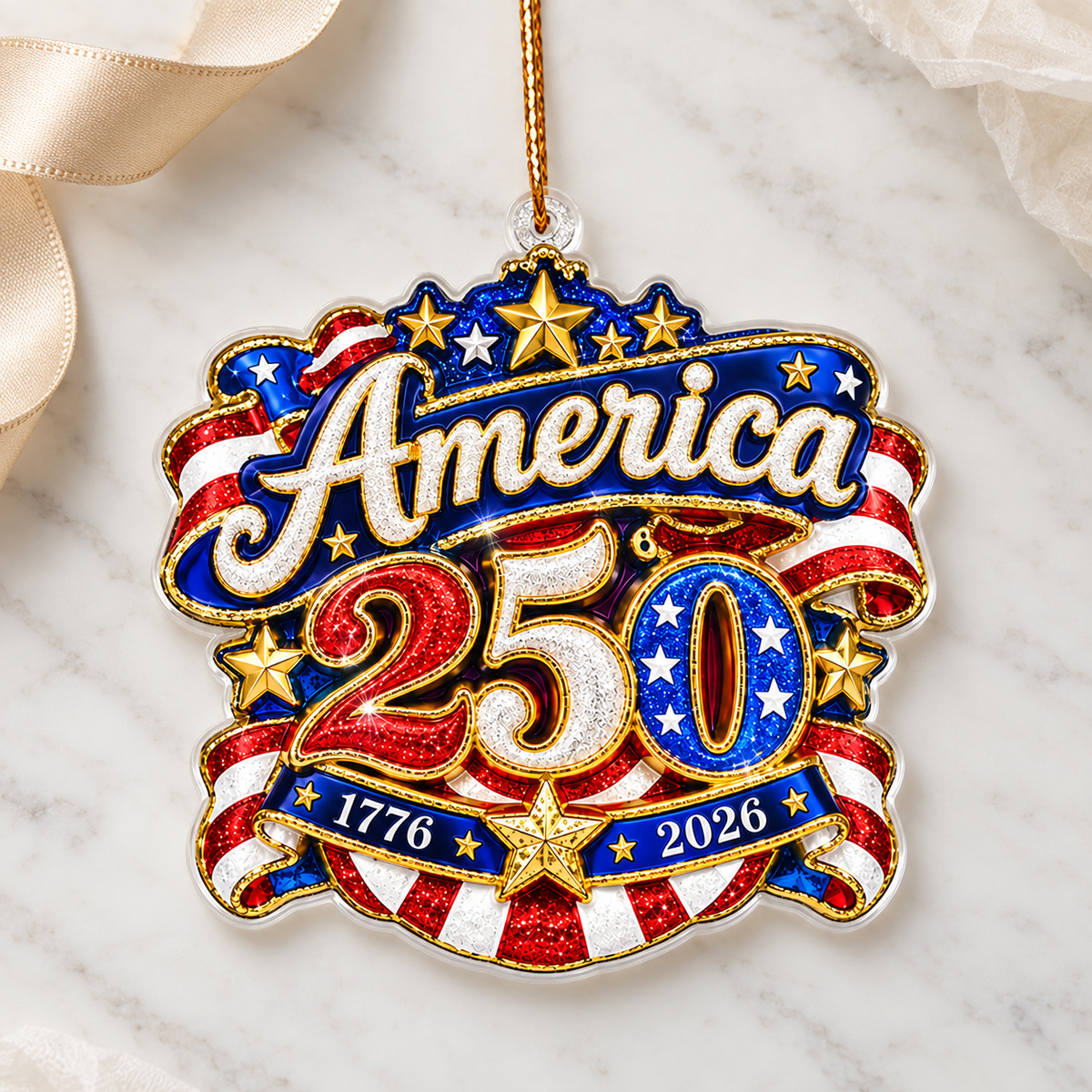 America 250 Semiquincentennial Acrylic Ornament – Patriotic USA Decor