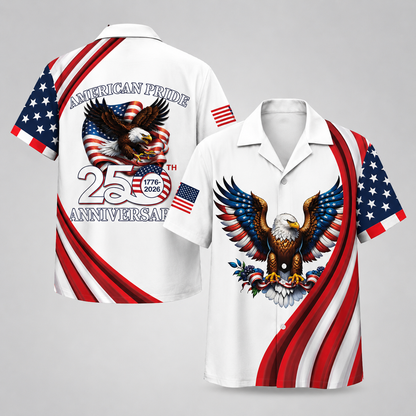 America 250th Anniversary Hawaiian Shirt – Patriotic Eagle & Stars 1776-2026