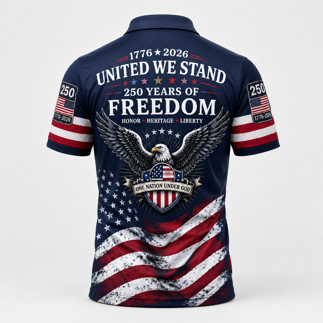 The United We Stand Patriotic Eagle - USA 250th Anniversary Polo Shirt