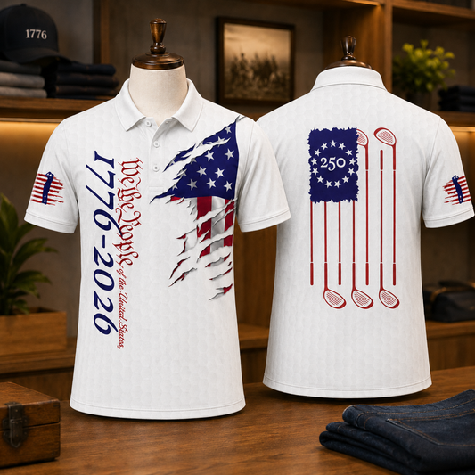 250 Years We The People Golf - USA 250th Anniversary Polo Shirt