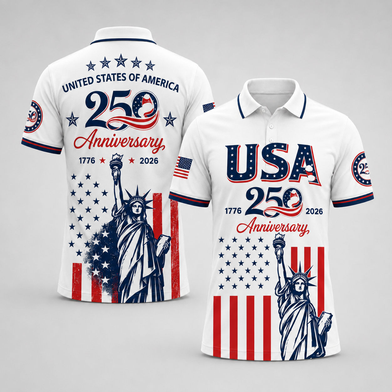 Patriotic Statue of Liberty 1776–2026 - USA 250th Anniversary Polo Shirt