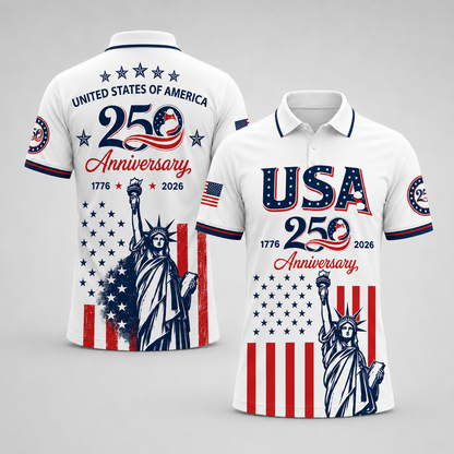Patriotic Statue of Liberty 1776–2026 - USA 250th Anniversary Polo Shirt