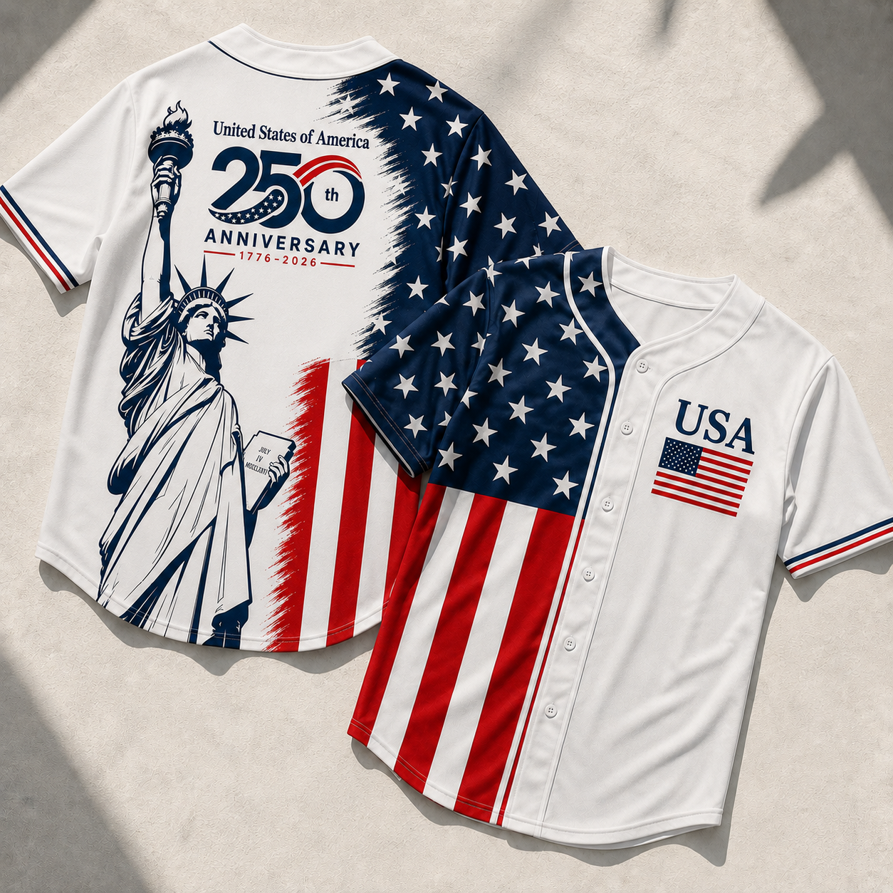 Unisex USA Flag - USA 250th Anniversary Baseball Jersey