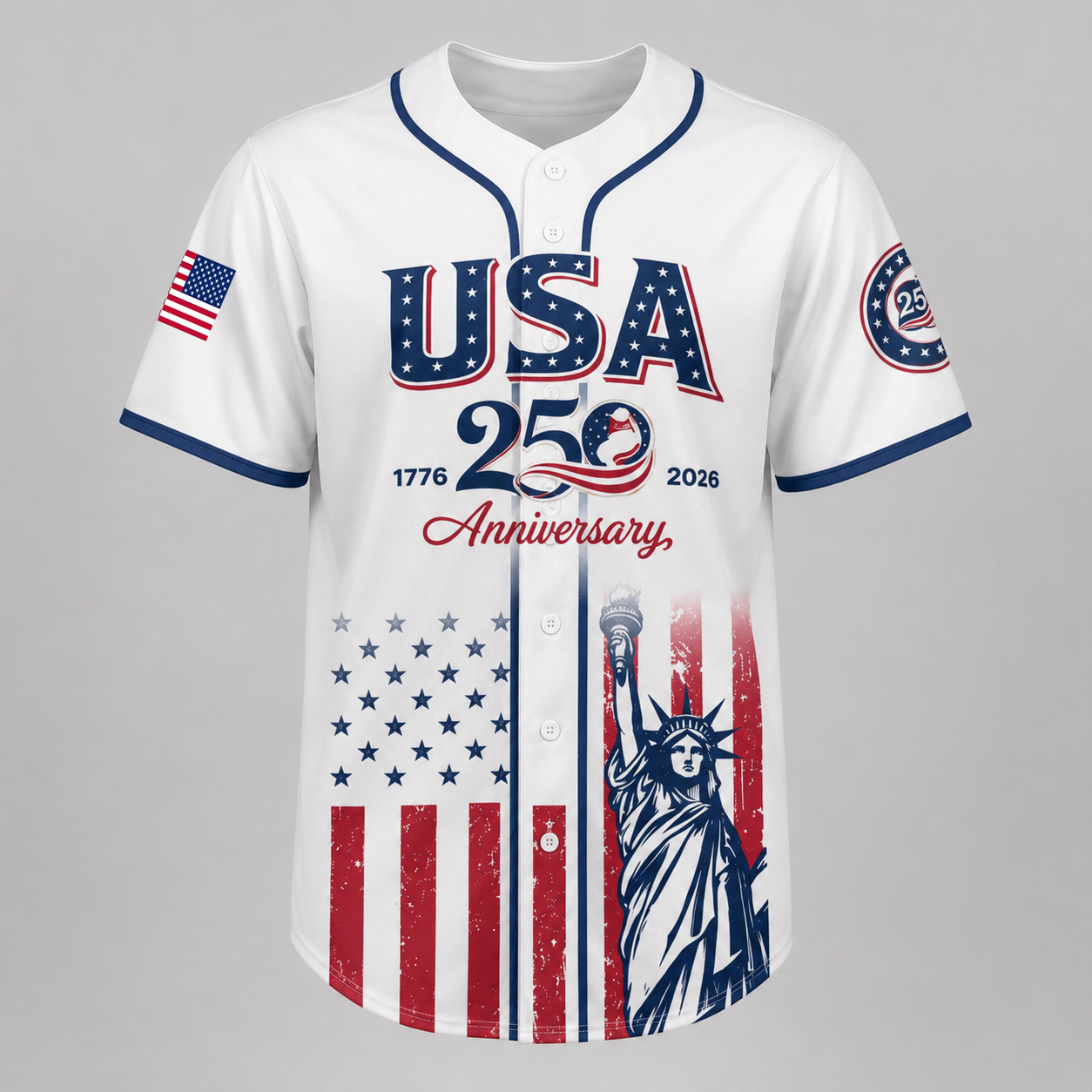 Statue of Liberty 250 Years - USA 250th Anniversary Baseball Jersey