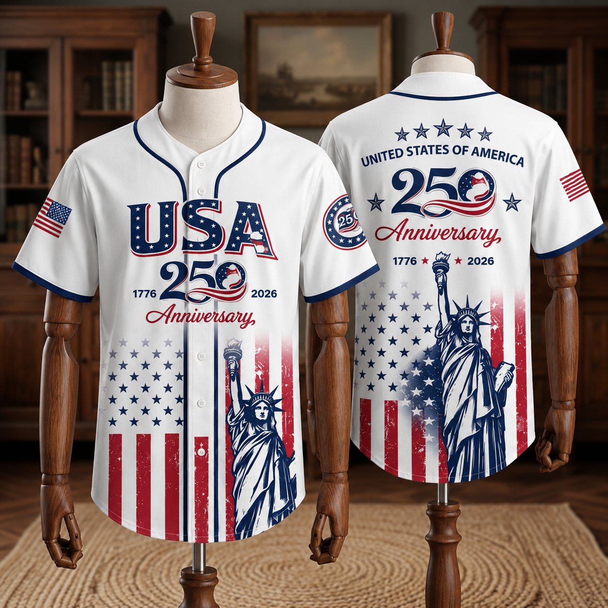 Statue of Liberty 250 Years - USA 250th Anniversary Baseball Jersey