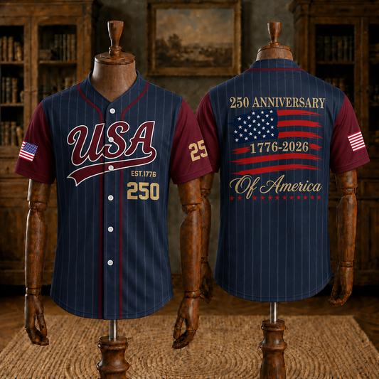 250 Years Est 1776 Of America - USA 250th Anniversary Baseball Jersey