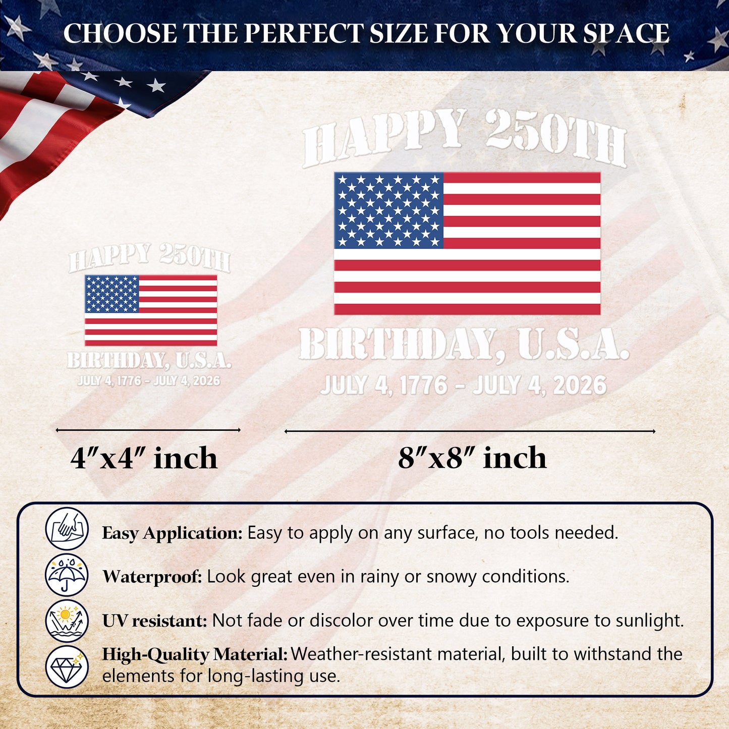🔥 LIMITED TIME OFFER - Happy Birthday American Flag High Quality UV DTF 3D Decal