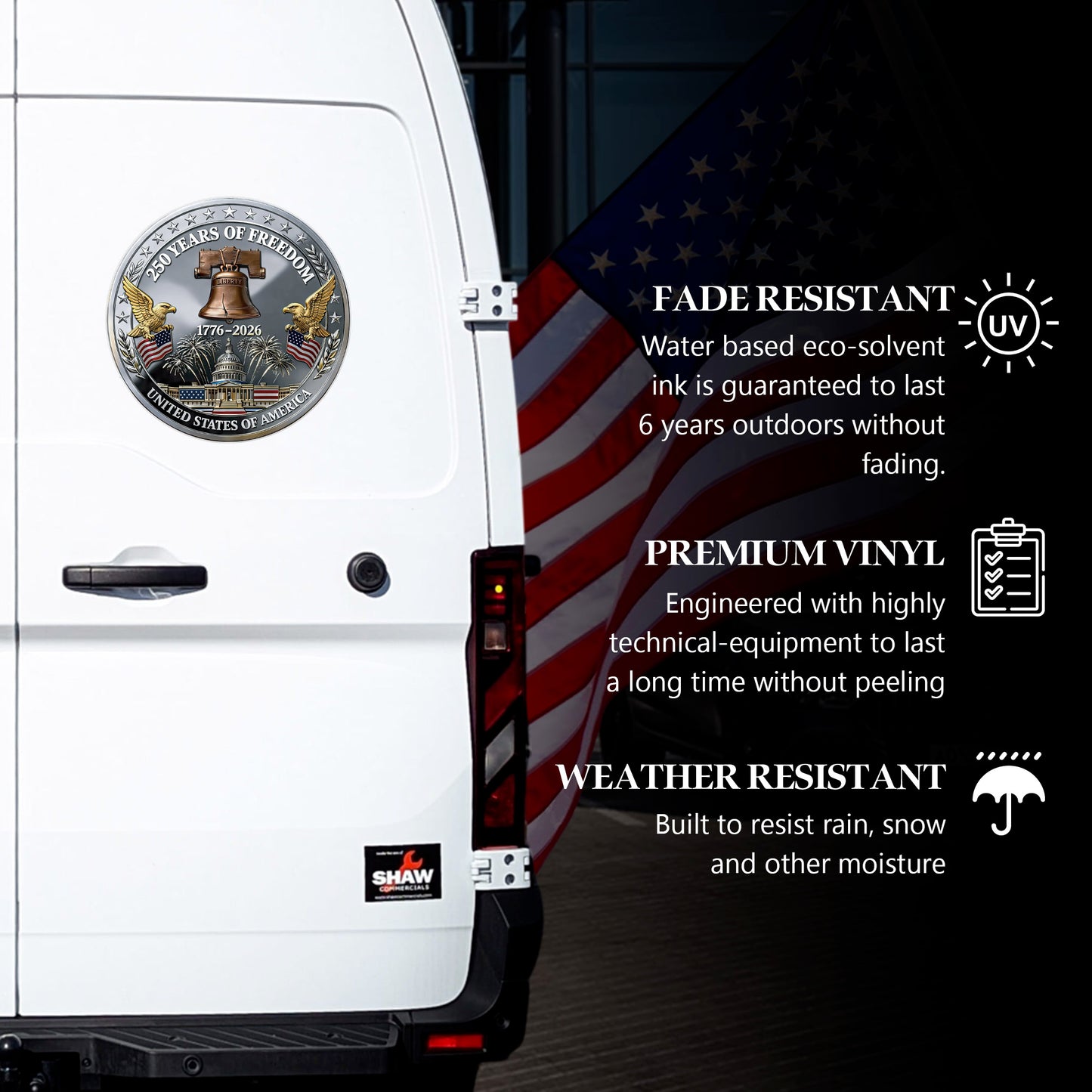 🔥 LIMITED TIME OFFER - USA 250 Years of Freedom High Quality UV DTF 3D Decal