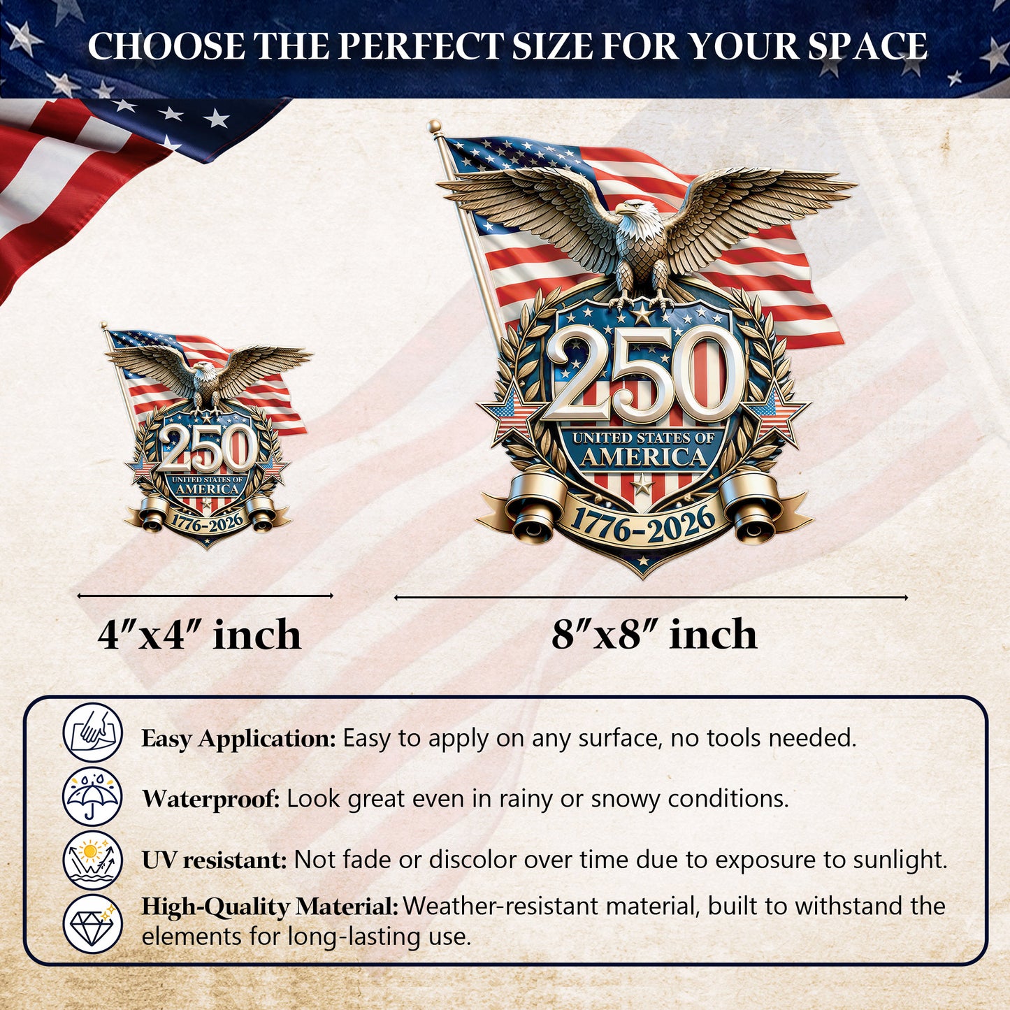 🔥 LIMITED TIME OFFER - United States of America Eagle High Quality UV DTF 3D Decal