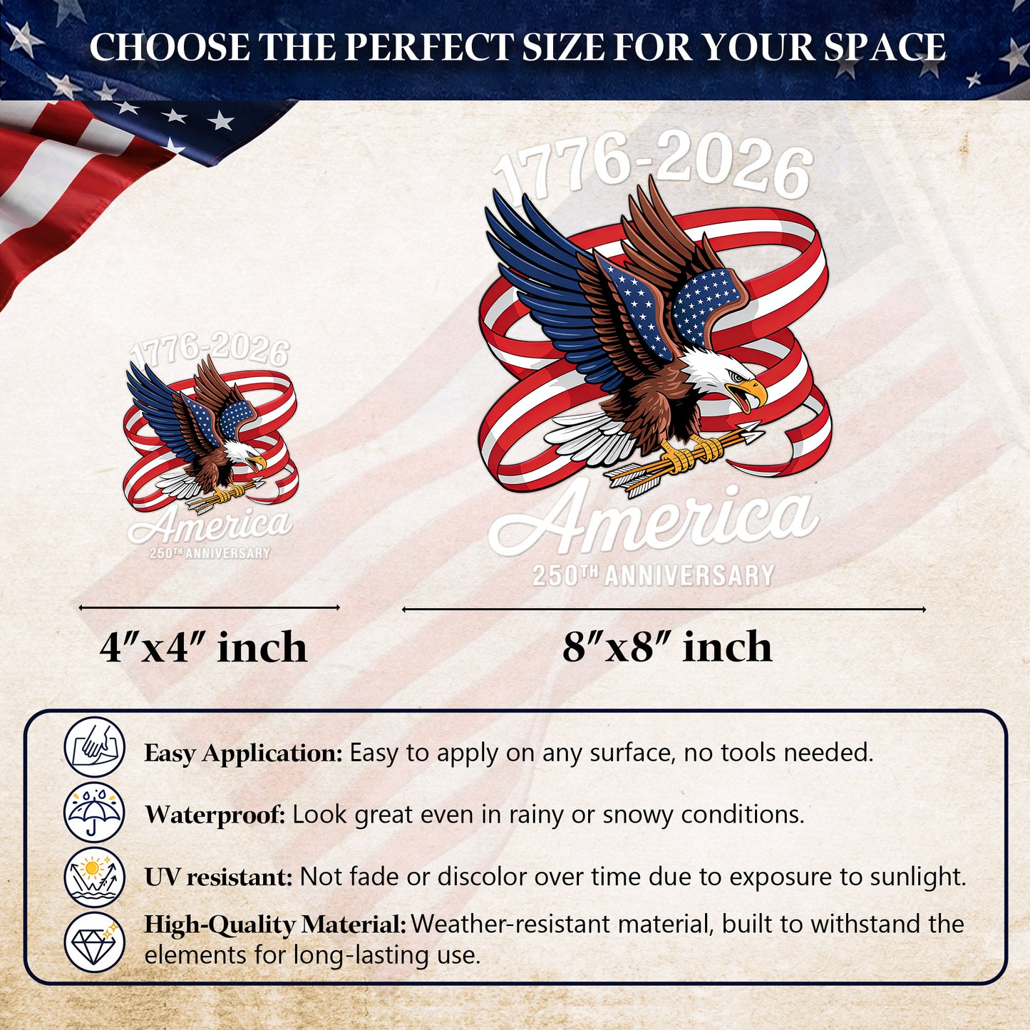 🔥 LIMITED TIME OFFER - God Bless America 250th Anniversary High Quality UV DTF 3D Decal