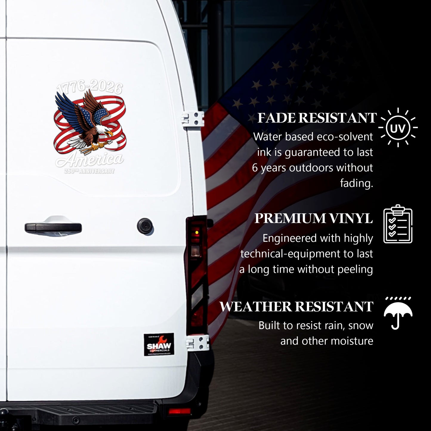 🔥 LIMITED TIME OFFER - God Bless America 250th Anniversary High Quality UV DTF 3D Decal