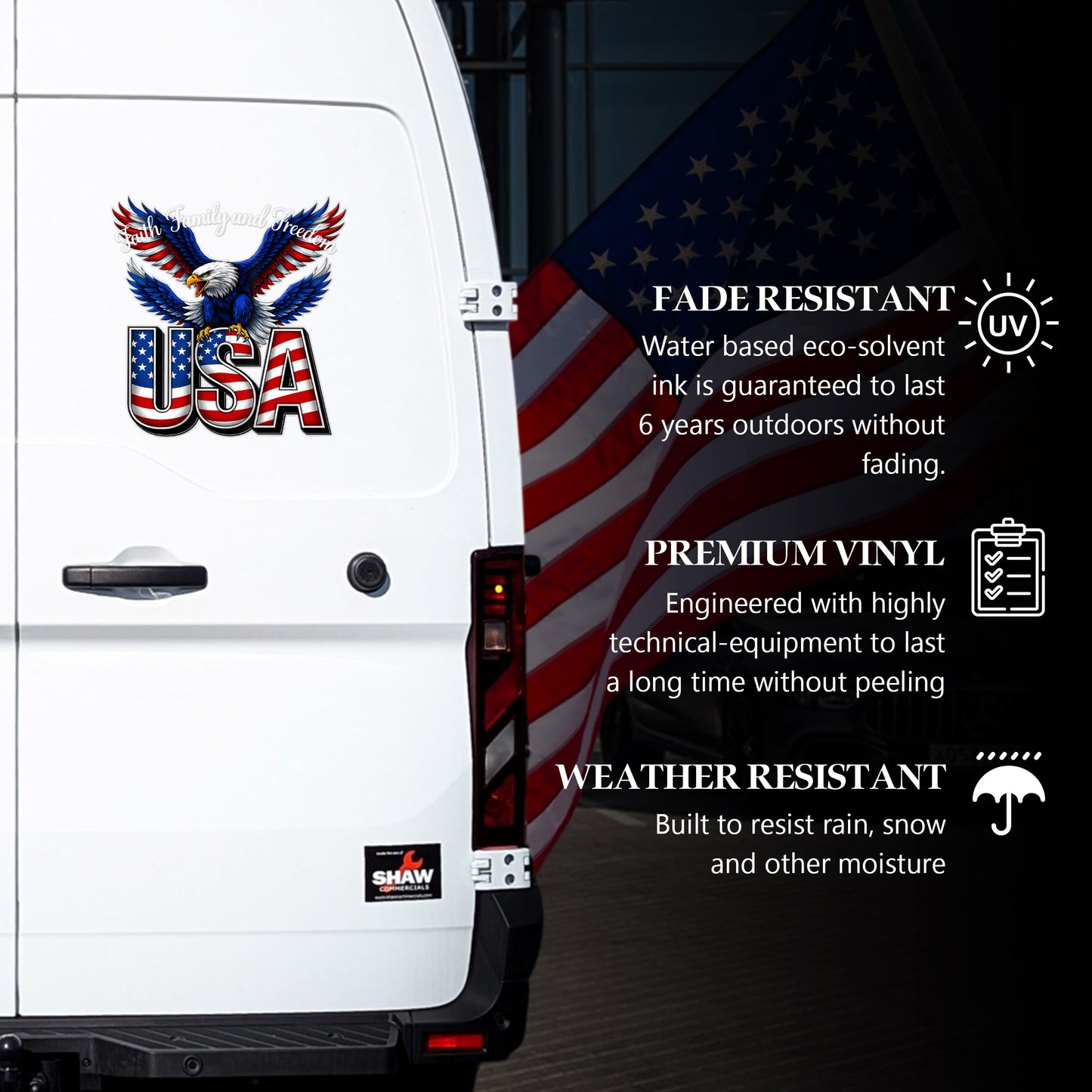 🔥 LIMITED TIME OFFER - Faith Family and Freedom 250th Anniversary High Quality UV DTF 3D Decal
