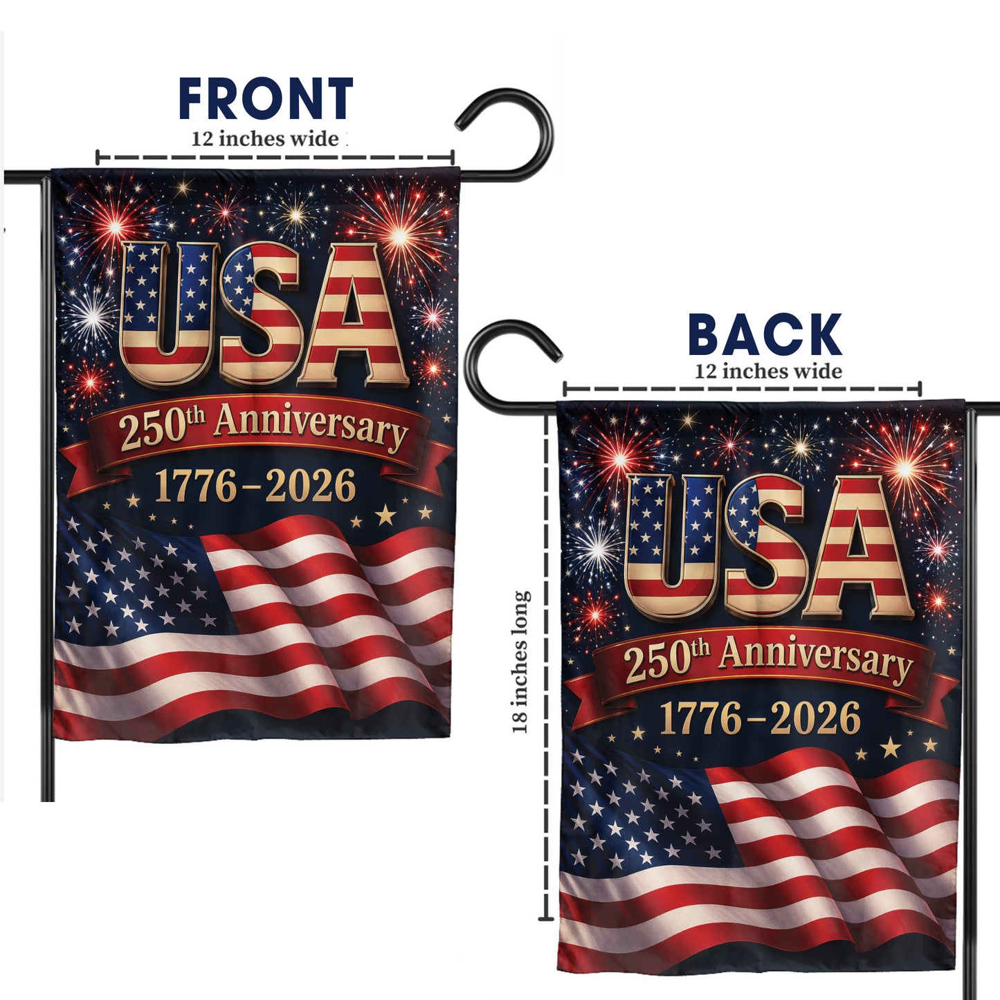 USA 250th Anniversary Garden Flag – Patriotic American Flag 1776-2026 Outdoor Decor