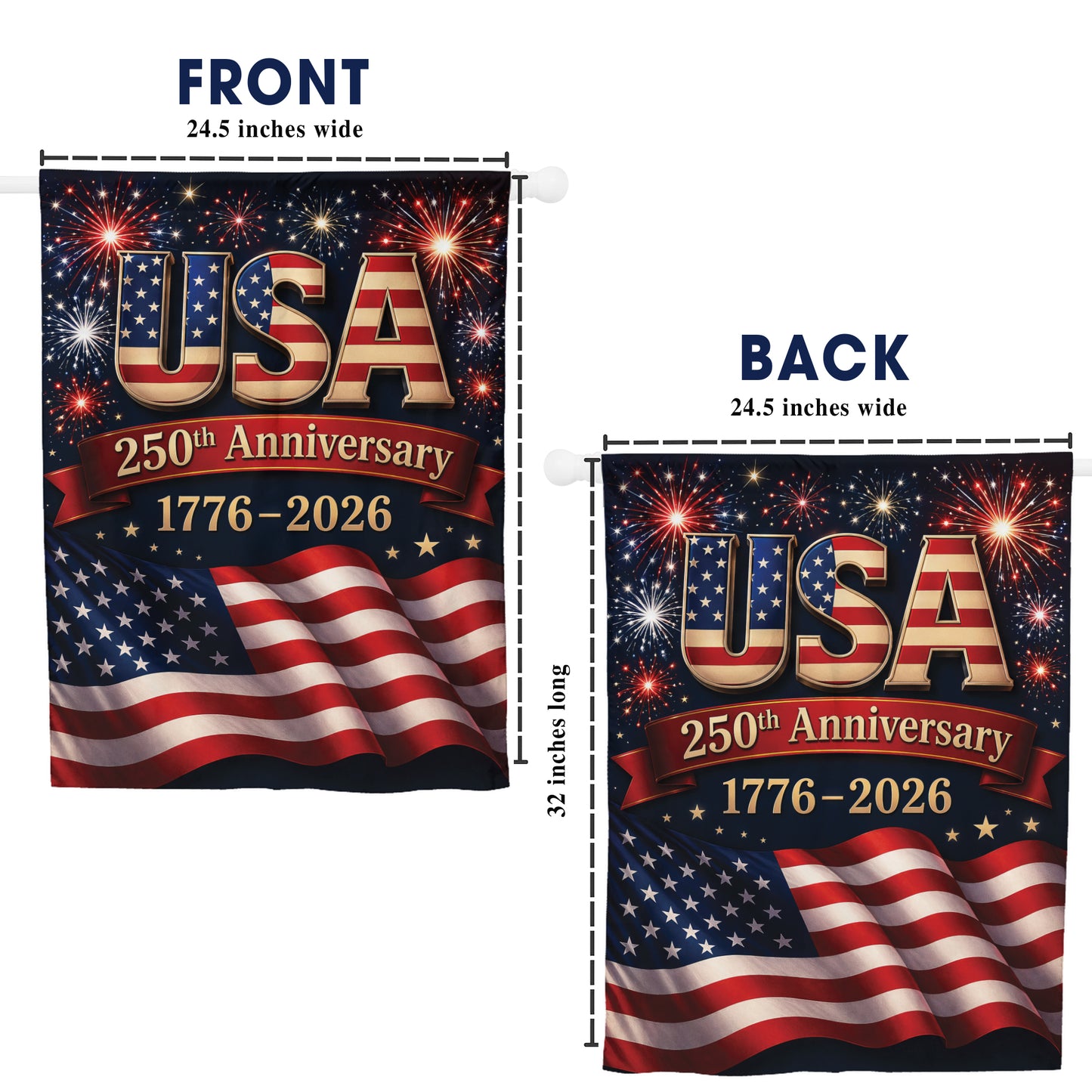 USA 250th Anniversary Garden Flag – Patriotic American Flag 1776-2026 Outdoor Decor