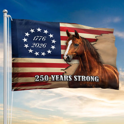 250th Anniversary Flag – 1776 to 2026, Horse & American Flag – 250 Years Strong
