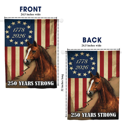 250 Years Strong Horse American Flag 1778 - 2026