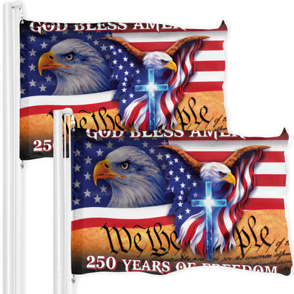 God Bless America Flag – Eagles & Cross, We The People – 250 Years of Freedom 250th Anniversary