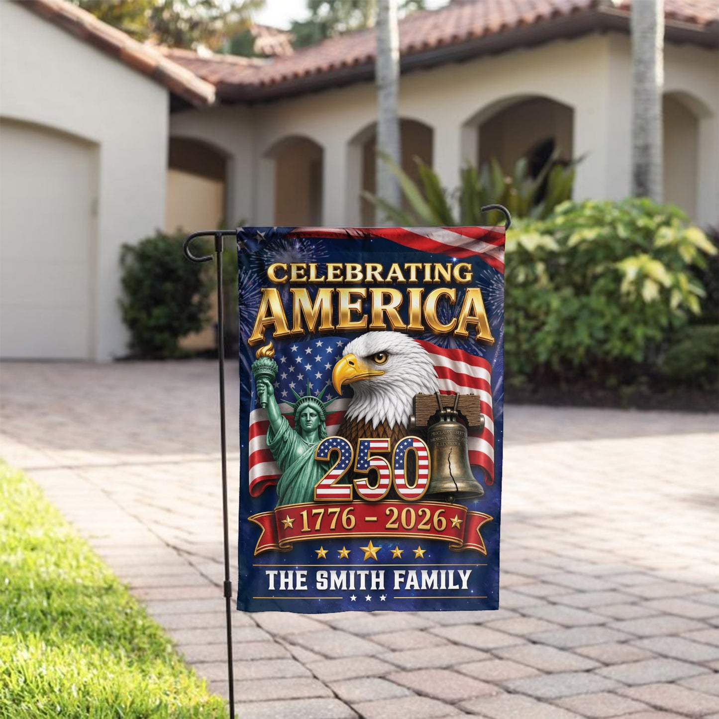 Personalized Patriotic Family 250th Anniversary Flag, Independence Day Yard Sign