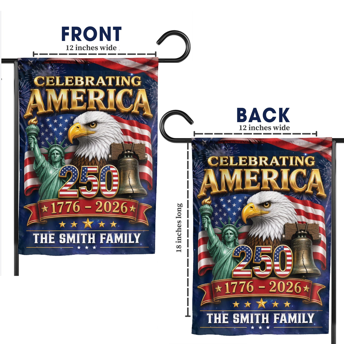Personalized Patriotic Family 250th Anniversary Flag, Independence Day Yard Sign