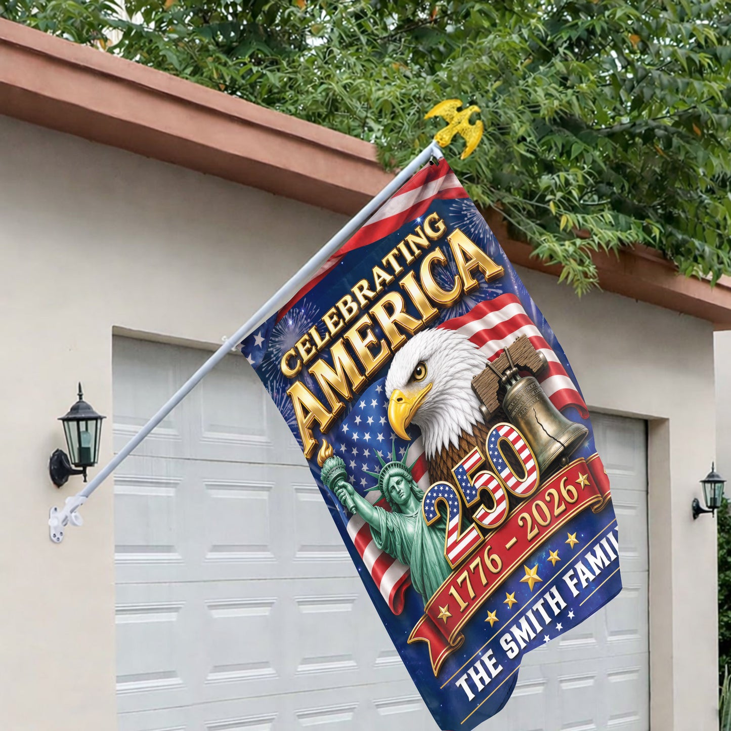 Personalized Patriotic Family 250th Anniversary Flag, Independence Day Yard Sign