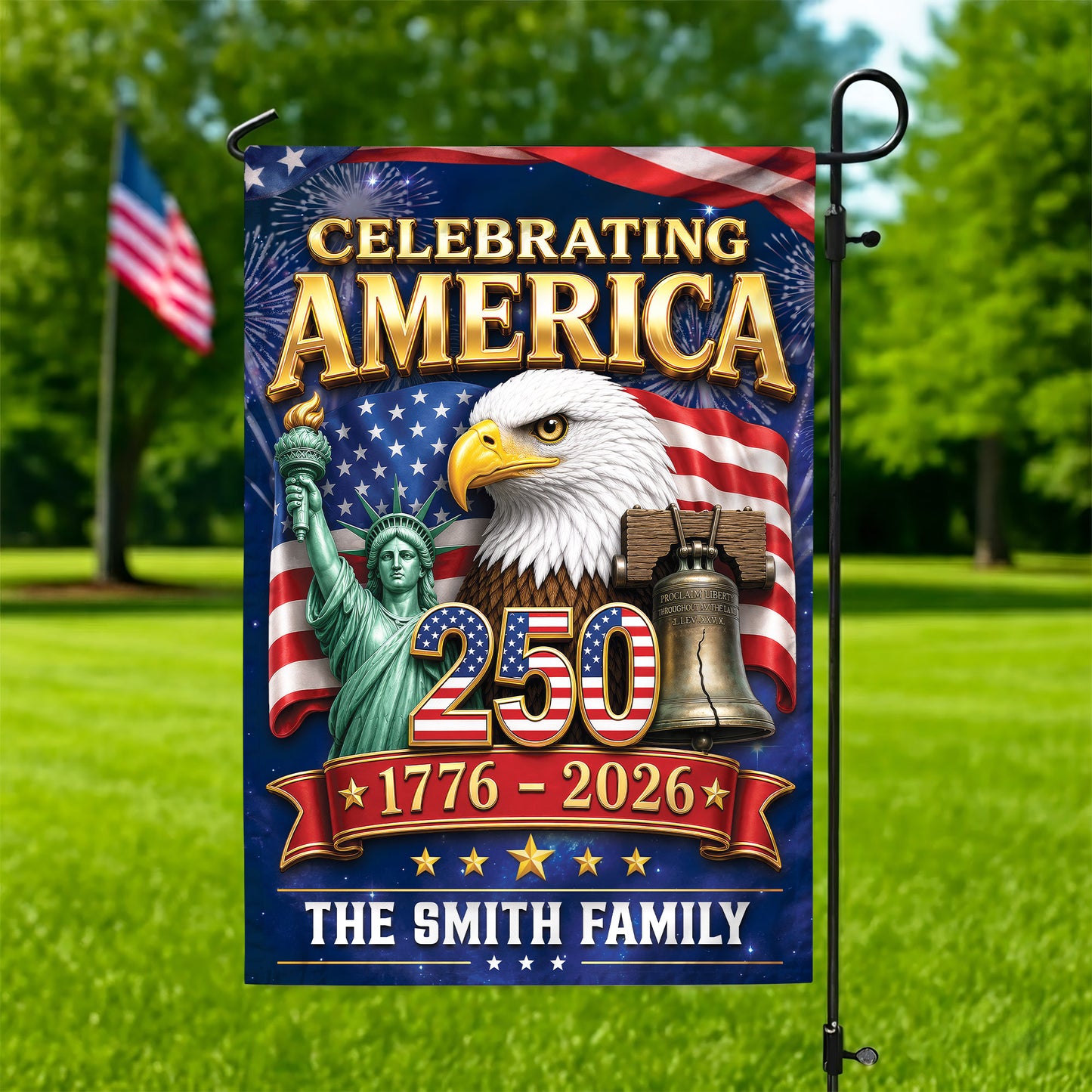 Personalized Patriotic Family 250th Anniversary Flag, Independence Day Yard Sign