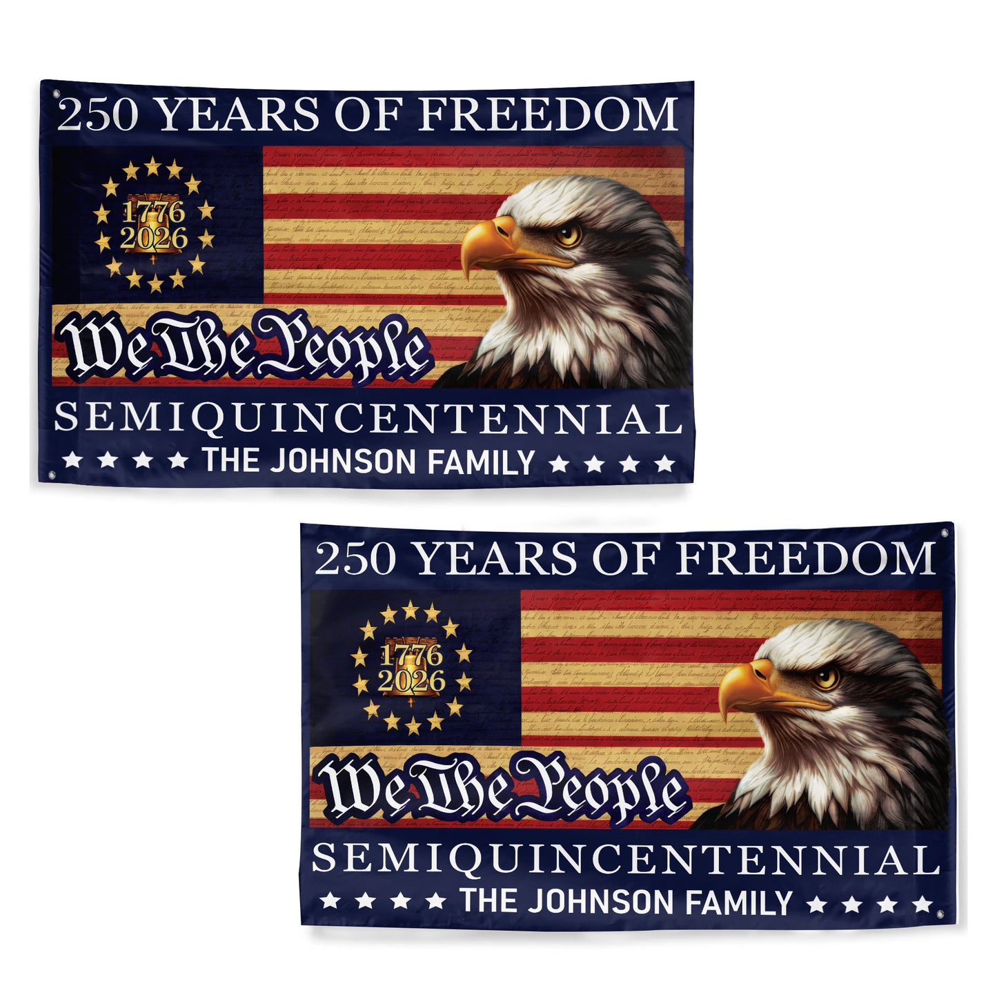 Personalized American Flag 250th Anniversary 1776-2026 Patriotic Eagle We The People Semiquincentennial Custom Family Flag
