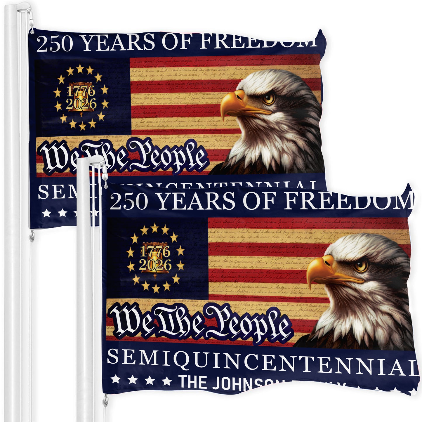 Personalized American Flag 250th Anniversary 1776-2026 Patriotic Eagle We The People Semiquincentennial Custom Family Flag