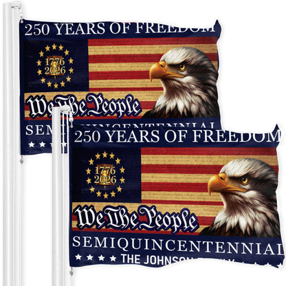 Personalized American Flag 250th Anniversary 1776-2026 Patriotic Eagle We The People Semiquincentennial Custom Family Flag