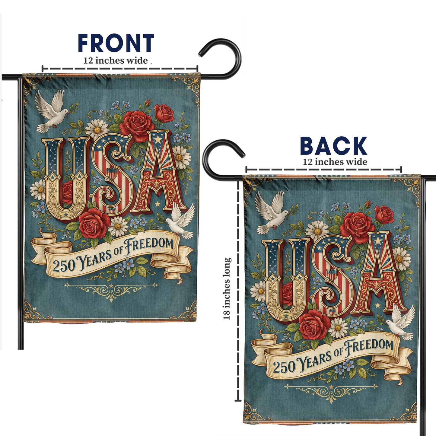 USA 250th Anniversary American Flag, 250 Years Of Freedom Vintage Patriotic Decor