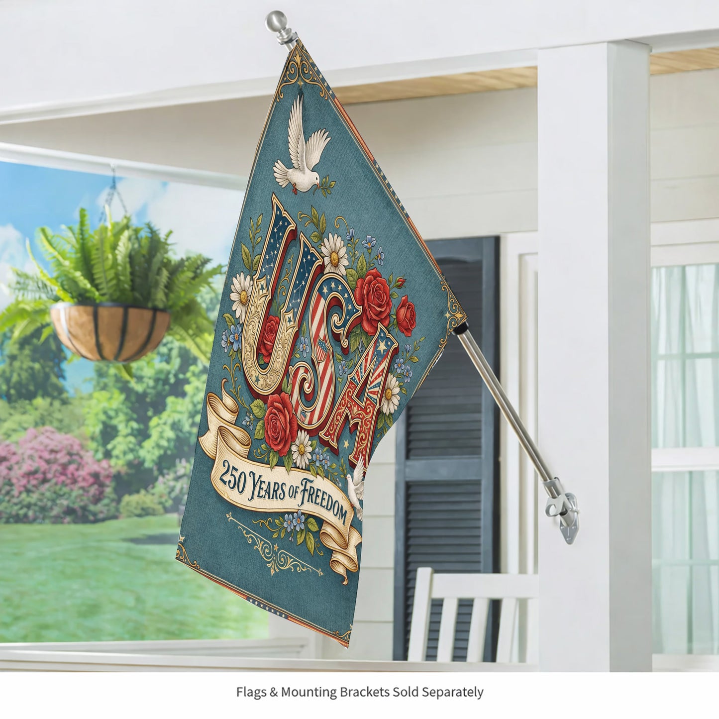 USA 250th Anniversary American Flag, 250 Years Of Freedom Vintage Patriotic Decor