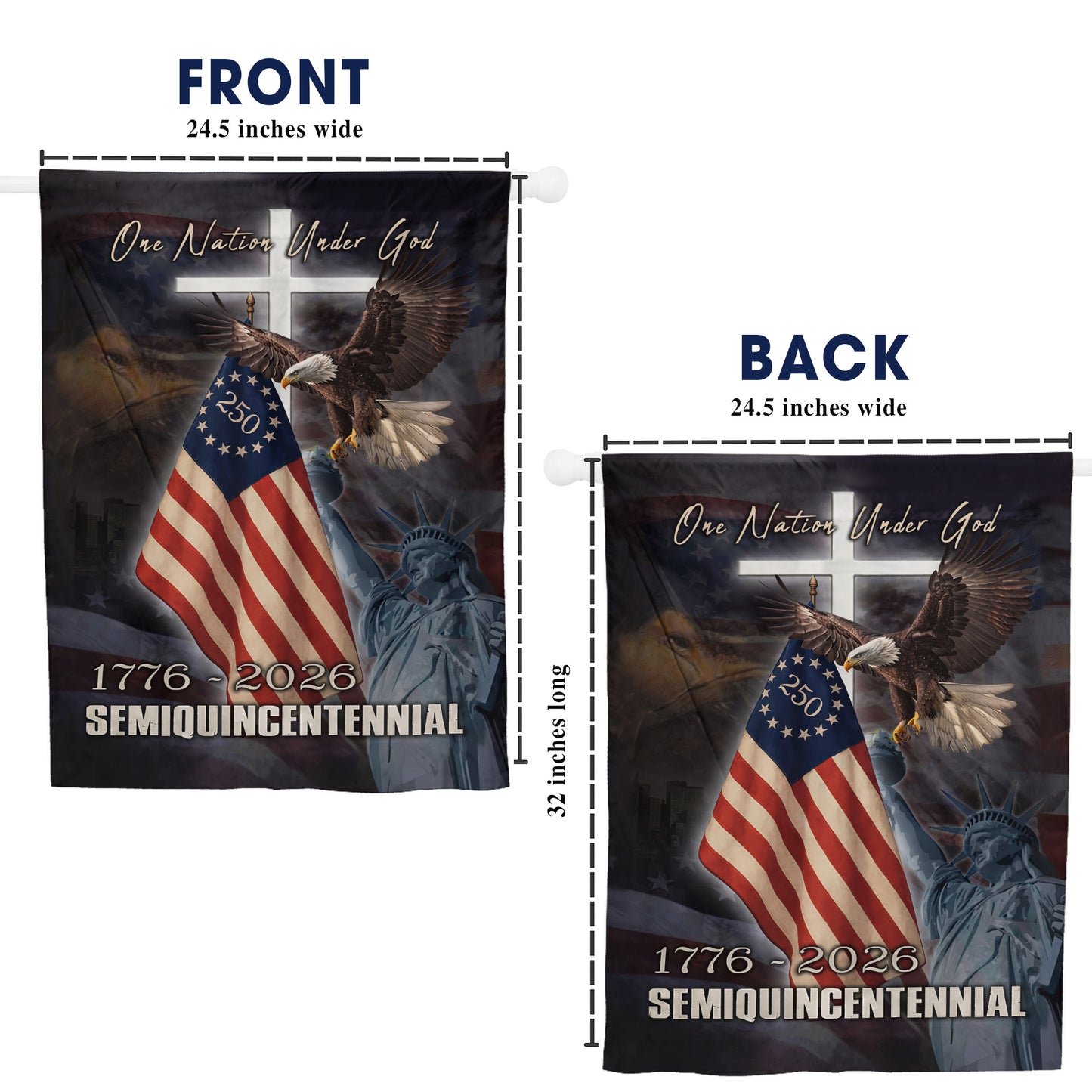 250th Anniversary American Flag, One Nation Under God Patriotic Eagle