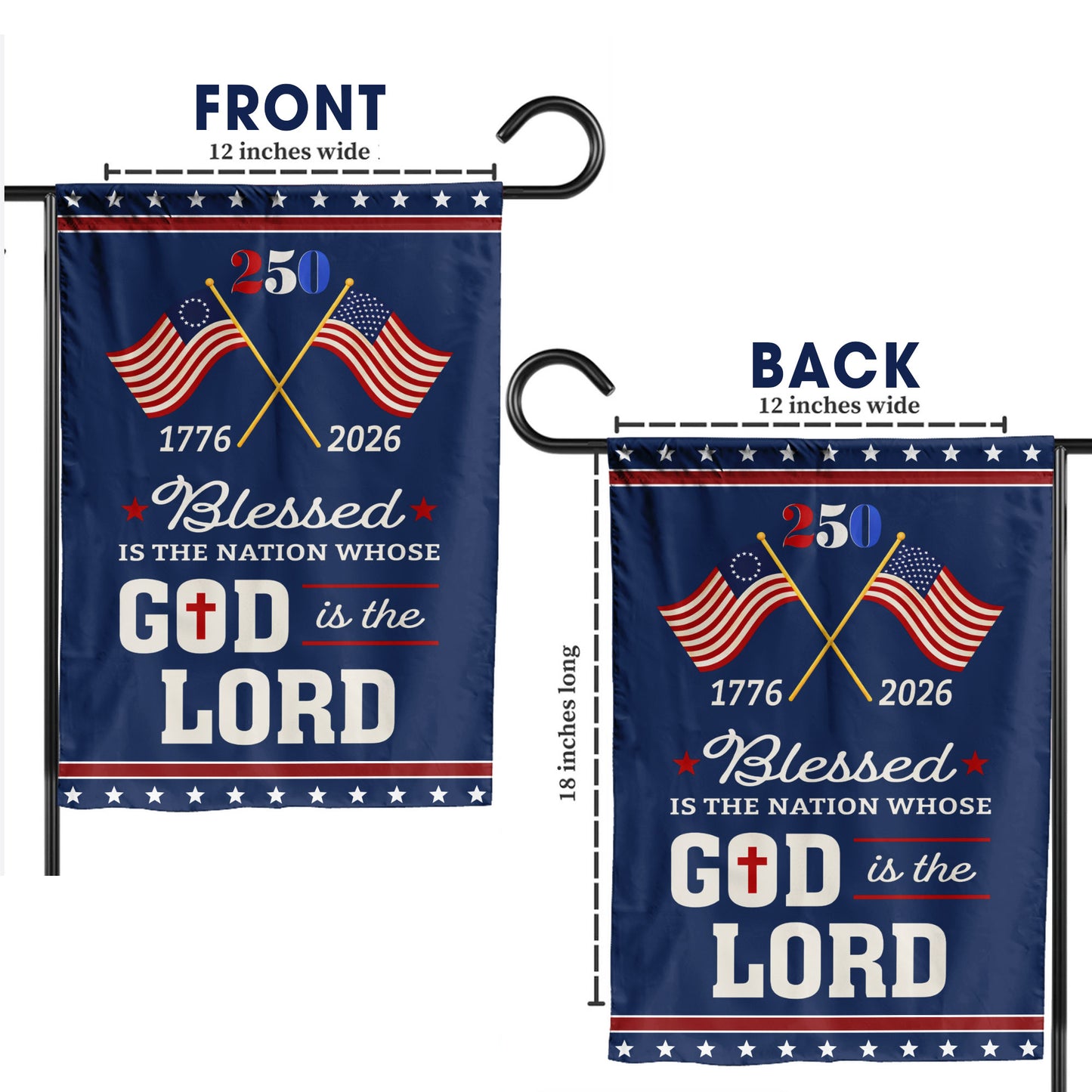 Blessed Is The Nation 250th Anniversary Flag, American Patriotic Decor