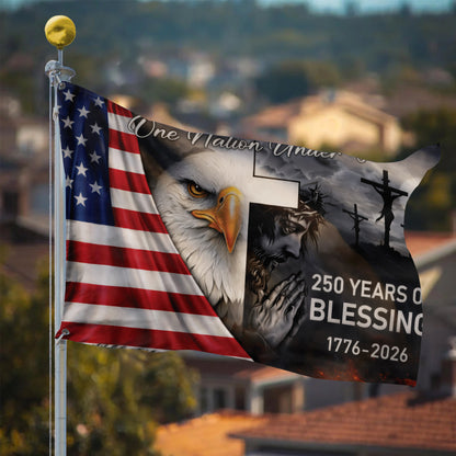 250th Anniversary American Flag One Nation Under God Blessing Flag 1776-2026