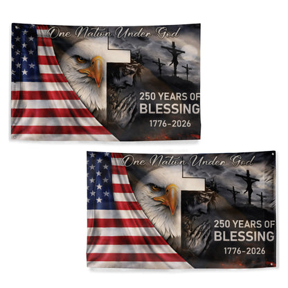 250th Anniversary American Flag One Nation Under God Blessing Flag 1776-2026