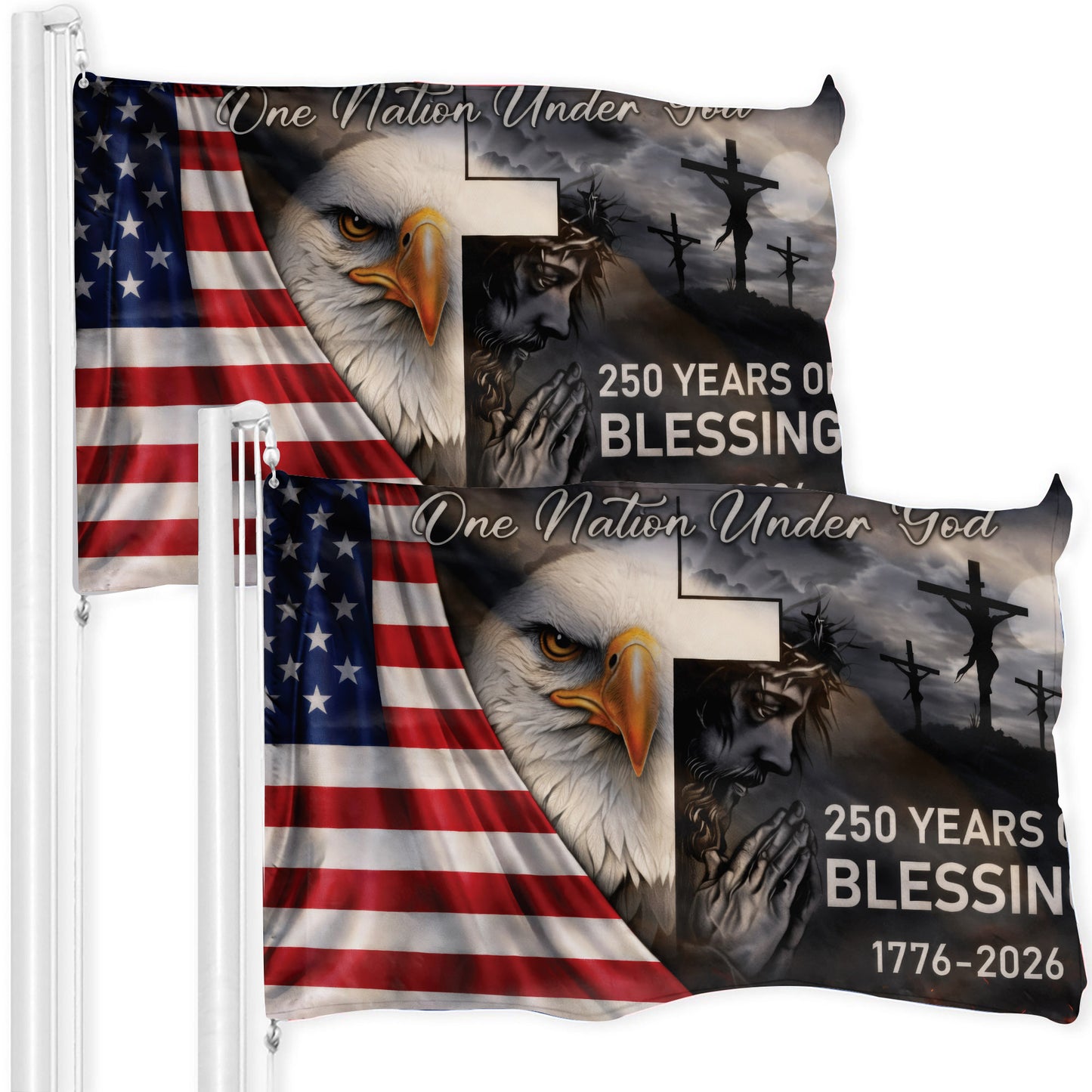250th Anniversary American Flag One Nation Under God Blessing Flag 1776-2026