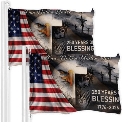 250th Anniversary American Flag One Nation Under God Blessing Flag 1776-2026
