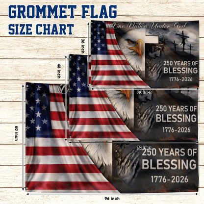 250th Anniversary American Flag One Nation Under God Blessing Flag 1776-2026