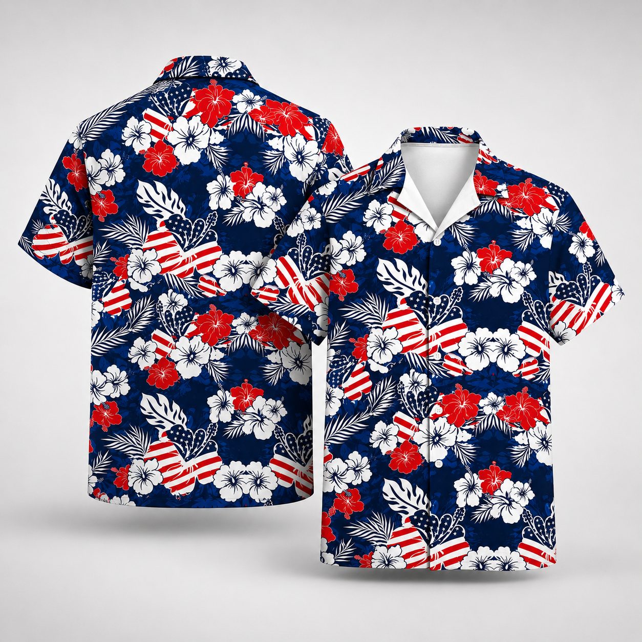 Patriotic Hawaiian Floral 250th Anniversary American Flag Hawaiian Shirt