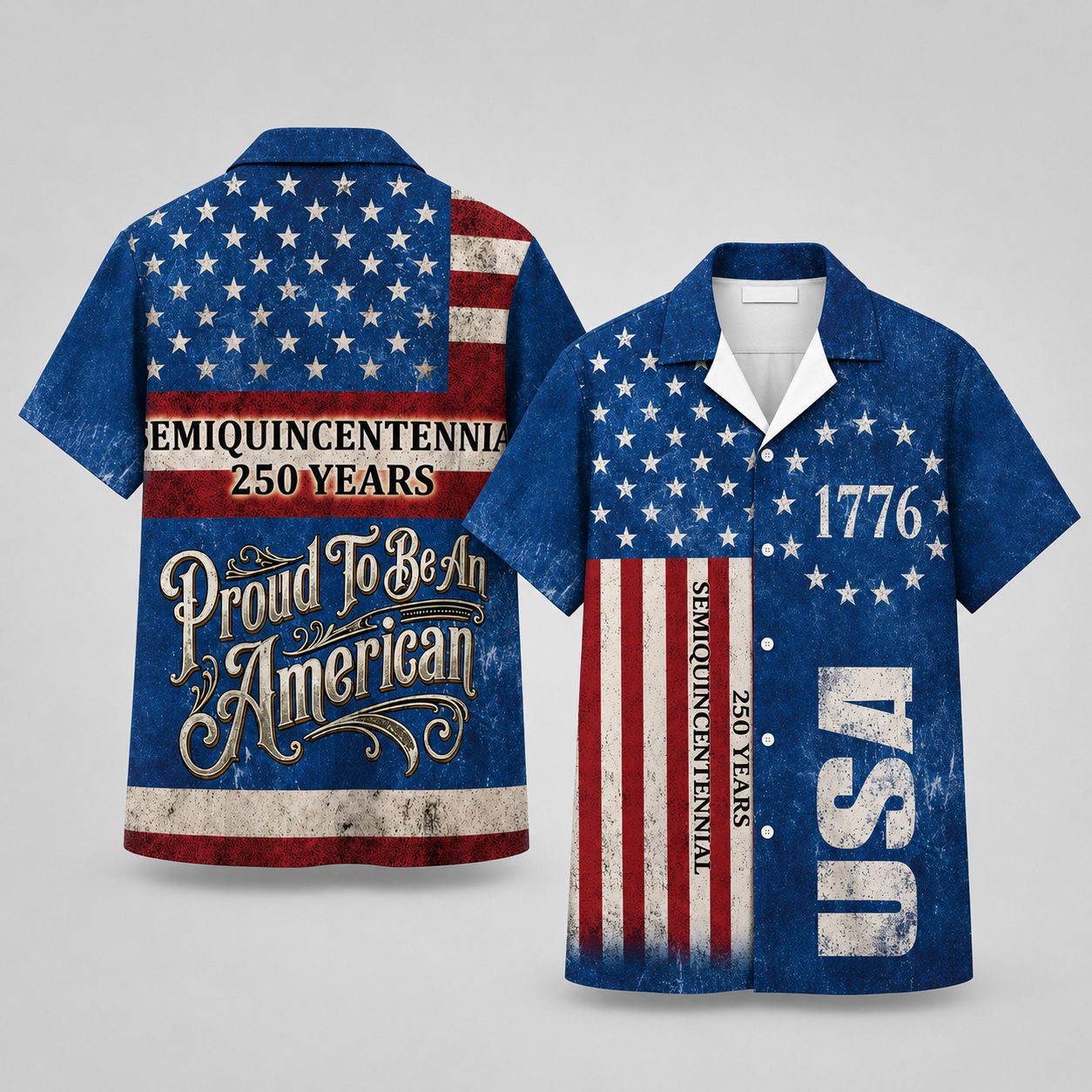 America 250th Anniversary Hawaiian Shirt – Patriotic Eagle & Stars 1776-2026