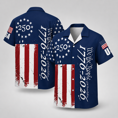America 250th Anniversary Hawaiian Shirt – Patriotic Eagle & Stars 1776-2026