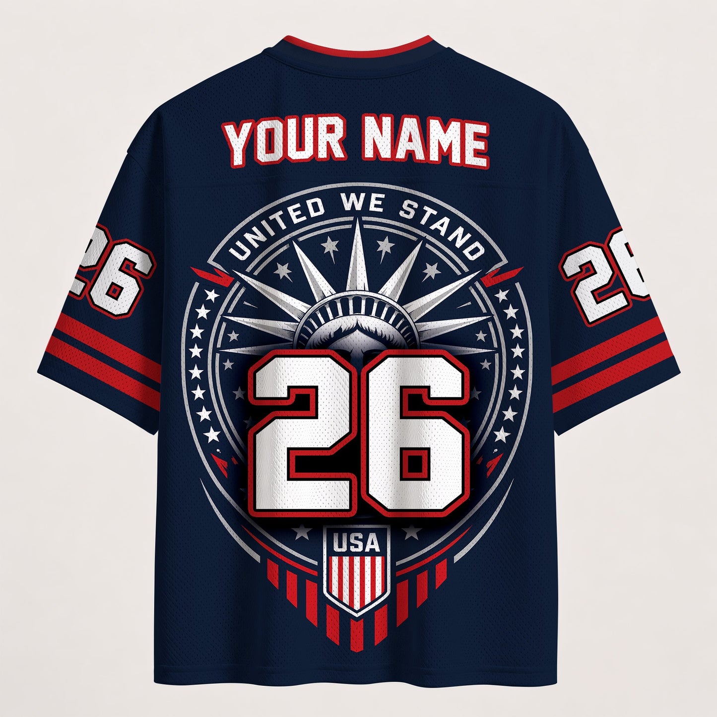 Personalized USA Eagle Football Jersey – Custom Name & Number Patriotic Mesh V-Neck Shirt