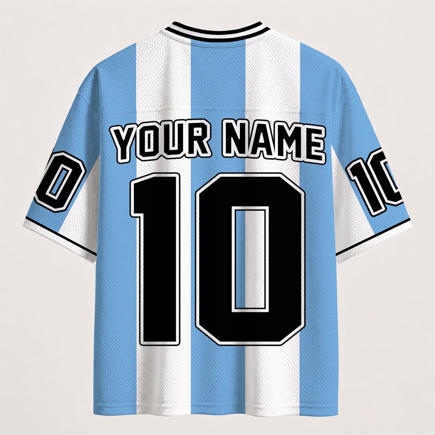 Argentina Football Jersey - Custom Name & Number Patriotic Mesh V-Neck Shirt