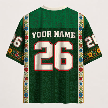 Mexico Football Jersey - Custom Name & Number Patriotic Mesh V-Neck Shirt