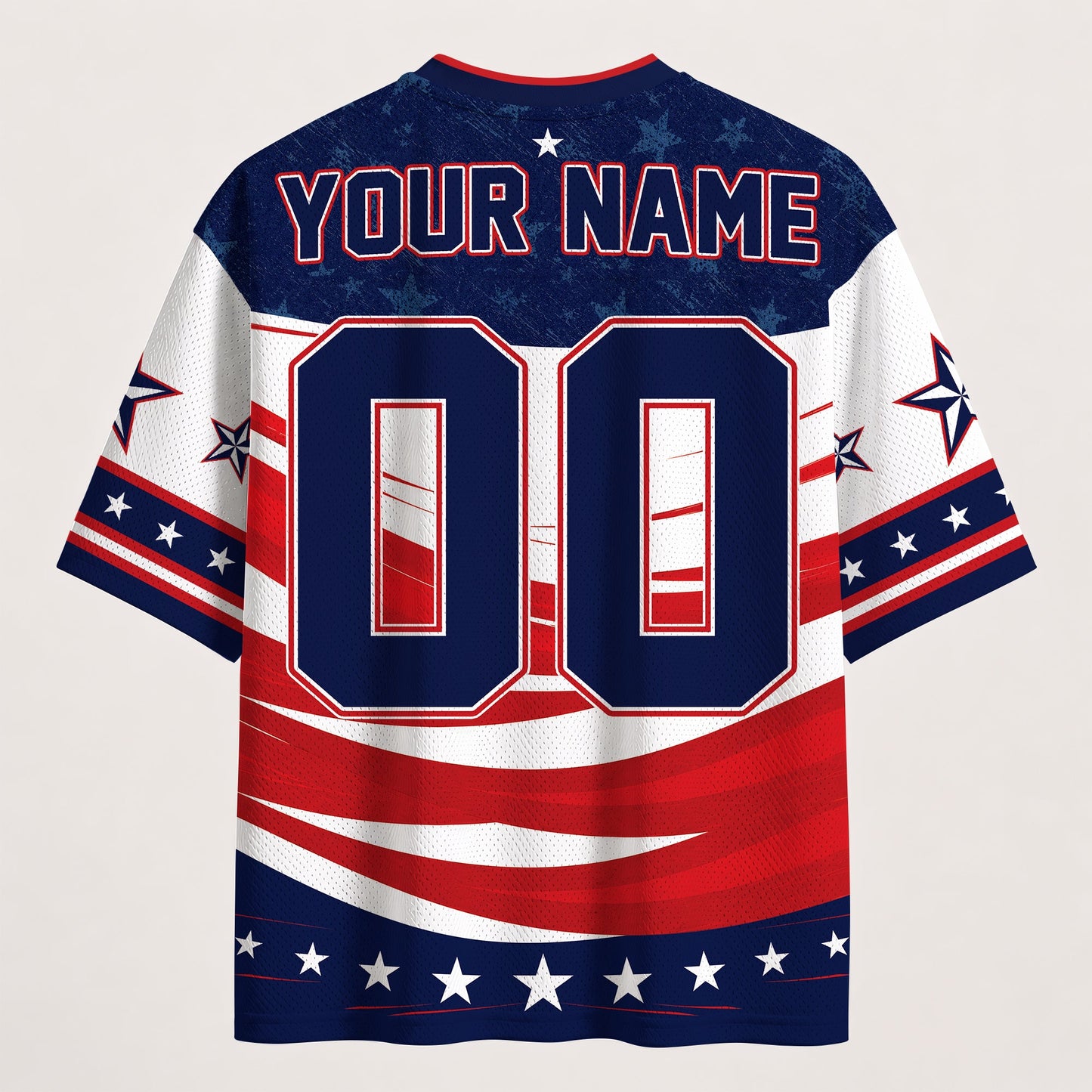 USA Patriotic Football Jersey - Custom Name & Number Patriotic Mesh V-Neck Shirt
