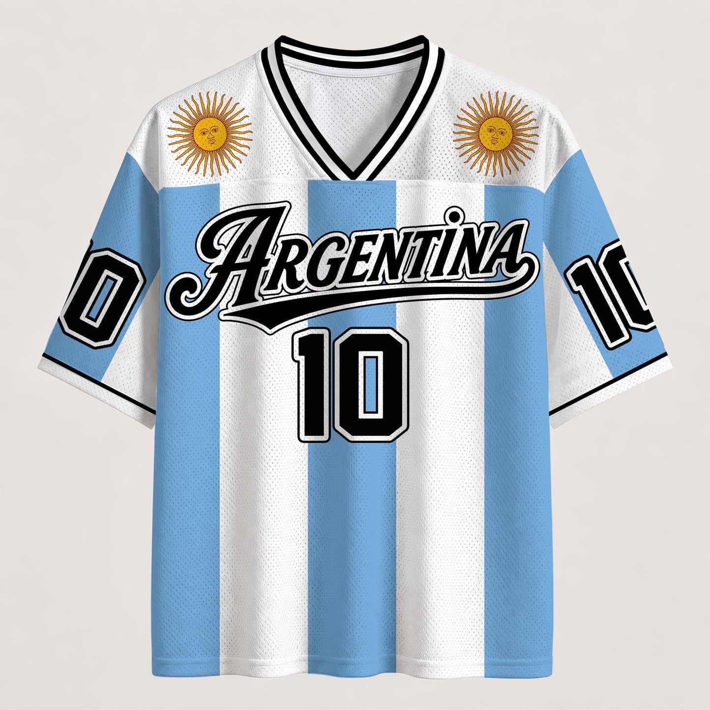 Argentina Football Jersey - Custom Name & Number Patriotic Mesh V-Neck Shirt