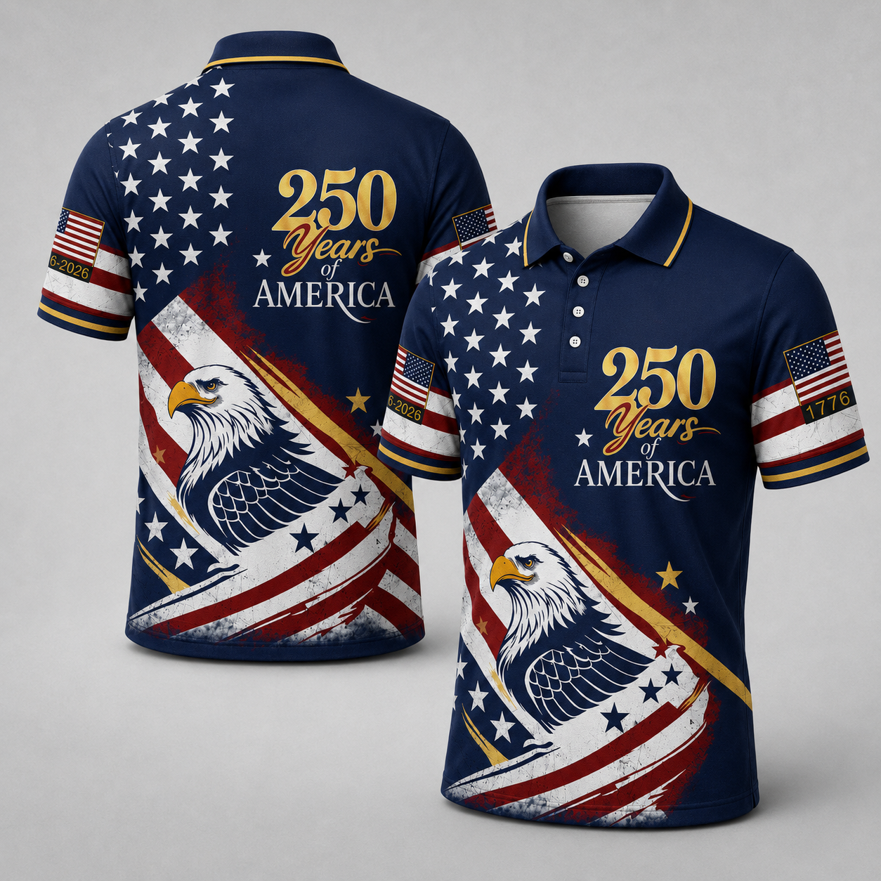 The United We Stand Patriotic Eagle - USA 250th Anniversary Polo Shirt