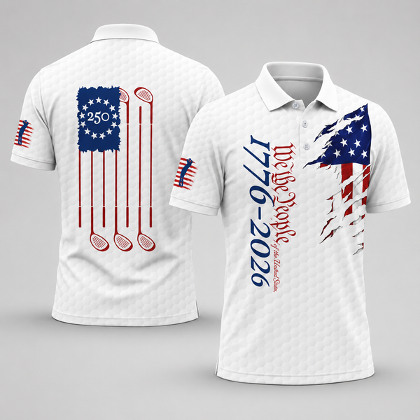 250 Years We The People Golf - USA 250th Anniversary Polo Shirt