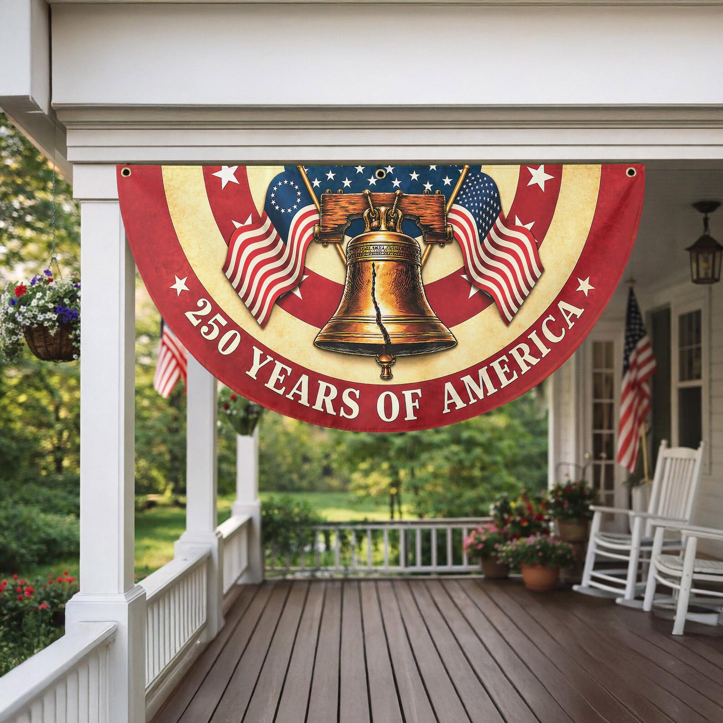 Patriotic American Fan Flag, 250 Years of Freedom Flag Decor